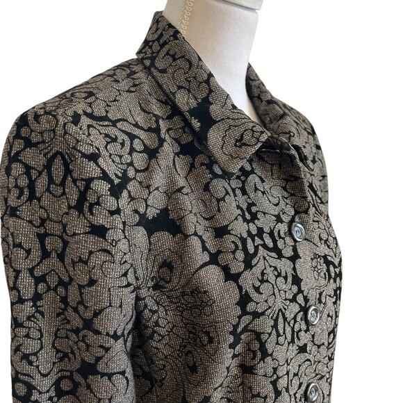 Evan Picone Jacket Blazer Women's Size 12 Brown Textured Floral Embossed Velvet - Picture 5 of 14